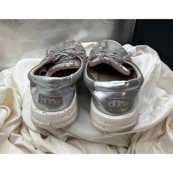 Hey Dude Karina Sneakers Womens 10 Silver Python Slip On Comfort Casual Shoes - Picture 5 of 8